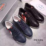 欧洲代购PRADA/普拉达男鞋 系带牛皮正装耐磨圆头男士休闲运动鞋