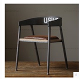 美式新款整装成人乡村做旧复古餐椅铁艺沙发椅子時尚休闲咖啡店椅