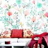 客厅沙发卧室电视背景墙纸大型壁画3D欧式田园水彩花纹手绘壁纸