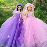 新品包邮芭比娃娃公主时尚婚纱衣服女孩玩具新娘生日礼物套装礼盒
