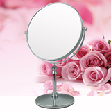 不锈钢色大号双面台式化妆镜欧式公主结婚镜梳妆8英寸镜子