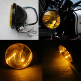 嘉陵70 AX100CG125摩托车复古改装大灯头灯 黑色金属外壳黄色玻璃