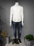 2015秋冬季新款 韩版修身原单外贸净版纯色全棉男士长袖衬衫