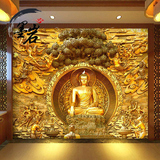 金色佛像壁画佛教庙堂客厅屏风背景墙纸立体3d三圣像壁纸壁画