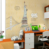 建筑自由女神像贴纸可移除客厅卧室办公室玄关书房宿舍装饰墙贴画