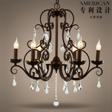 美式水晶吊灯复古乡村铁艺客厅餐厅艺术田园法式创意北欧奢华灯具