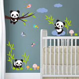 卡通墙贴纸儿童房男女孩卧室床头装饰幼儿园教室布置贴画熊猫竹子