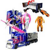 形玩具金刚电影4擎天柱带车厢汽车机器人模型六一男孩玩具礼物变