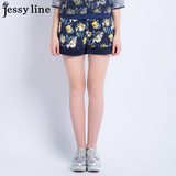 jessy line2016春装新款 杰茜莱复古田园拼接潮流印花短裤 女热裤
