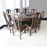 红木鸡翅木家具红木餐桌实木圆形餐桌1.38米八人位饭桌鸡翅木