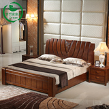 橡木床 实木床双人大床 加厚1.8米婚床 高档大气简约现代田园床