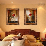 欧式客厅装饰画高档古典花卉纯手绘美油画别墅玫瑰组合正品MG1484