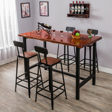 美式家用铁艺实木餐桌星巴克桌椅高脚吧台椅咖啡厅餐饮酒吧吧凳椅