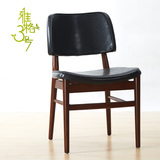 欧式休闲阳台伊姆斯椅子新中式皮革木头实木餐椅西餐厅奶茶店桌椅