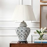 奇居良品 中式新古典客厅卧室装饰灯具 拉迪青花将军罐陶瓷台灯