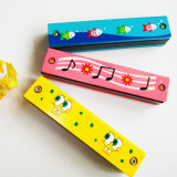 包邮 儿童木制口琴吹奏音乐玩具16孔木质宝宝卡通乐器儿童口琴