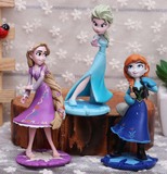 冰雪奇缘Frozen 安娜艾莎 长发公主人偶手办 摆件 3款人物