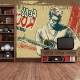 咖啡厅KTV美式摇滚电视背景墙涂鸦壁纸 无缝音乐大型壁画卧室墙纸
