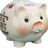 储蓄罐存钱罐储钱罐陶瓷大号招财摆件创意摆装饰开业礼物儿童白猪