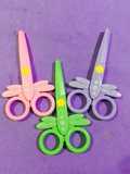 蜻蜓全塑料卡通美工剪刀 儿童安全剪刀 DIY相册手工制作剪刀