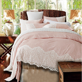 完美紫馨欧式床上用品简约浪漫法式蕾丝公主风四件套奢华婚庆套件