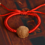 禅意阁正宗桃核桃木雕刻手链 本命年红绳 婴儿儿童手工编织红绳手