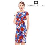 Mondial Atelier蒙迪爱尔法式优雅海蓝花修身提花连衣裙M24DL0401