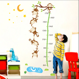 儿童宝宝房间墙面装饰可爱卡通猴子动物测量身高贴纸幼儿园墙贴画