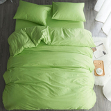 纯色素色全棉斜纹1.2三件套 1.51.8床单床笠式四件套 草绿色床品