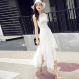 不规则雪纺长裙连衣裙女装夏装2016新款潮波西米亚显瘦仙白色礼服