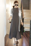 2016夏季女装ssunny韩国官网正品代购 时尚拼色长款针织薄开襟衫