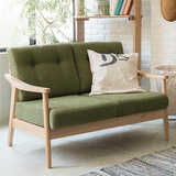日式沙发简易三人双人单人休闲日式风格田园实木架棉麻布艺木加布