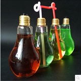 批发 创意玻璃灯泡瓶  奶茶瓶   饮料瓶   可带夜光许愿星漂流瓶