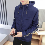 新款潮流韩版春秋男装青少年外套外穿潮男学生青年薄款连帽夹克衫