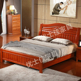 上海现代简约实木床1.8米双人床 1.5米单人床 板式橡木床特价包邮
