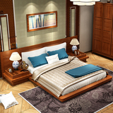 新中式实木家具东南亚风格家具榻榻米床槟榔色家具水曲柳实木矮床