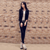 2016春夏款韩版女士紧身运动休闲服套装显瘦卫衣两件套修身九分裤