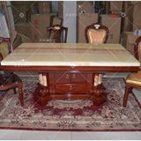 天然大理石餐桌方桌 实木长方形饭桌带储物柜中欧式餐桌椅组合2米
