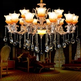 欧式复古水晶吊灯 LED客厅餐厅卧室瑞士金色复式楼锌合金玉石吊灯