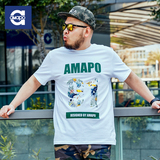 AMAPO潮牌大码男装 2016夏季数字印花胖子加大号男士宽松短袖T恤