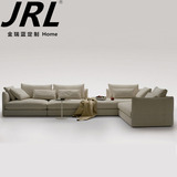 金瑞蓝家居 宜家现代简约白色组合转角沙发  白色皮革办公沙发