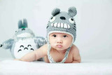 毛线帽卡通龙猫儿童帽子 男童新生婴儿影楼满月摄影 定制亲子秋冬