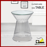 北欧铁丝桌子圆桌简约帕拉纳小茶几创意金属小茶几玻璃桌洽谈桌子