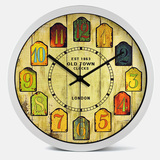 14英寸欧式挂钟地中海石英钟客厅静音时尚圆时钟现代挂表电池壁钟