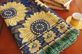 外贸地中海美式英式乡村加厚色织棉线毯沙发盖毯床盖地毯 向日葵