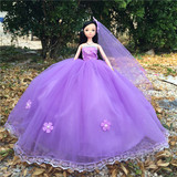 新品芭比娃娃婚纱衣服新娘公主女孩玩具生日礼物3D真眼芭芘关节体