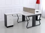 L型2人4人位简约时尚钢架组合屏风办公桌黑白搭配员工桌职员桌