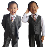 新款韩版 男童毛呢西装 儿童西服 修身礼服套装 童装小西装6件套
