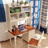 地中海书桌书架组合实木书柜美式简易电脑桌简约办公桌宜家写字台