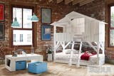 乐居贝贝欧式美式儿童家具 实木儿童床 高低上下床子母树屋床定制